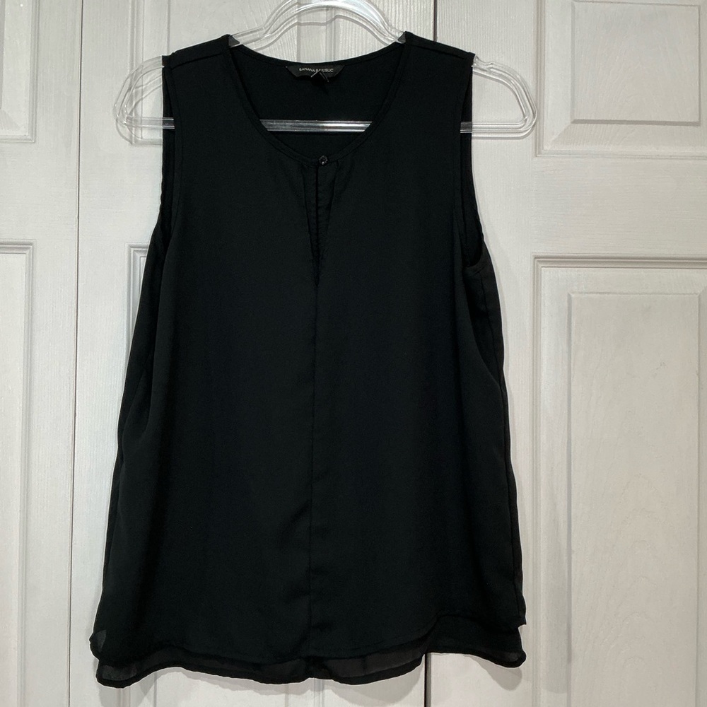 🩷 Banana Republic Black Layered Tank Sleeveless Blouse - Small (01174)